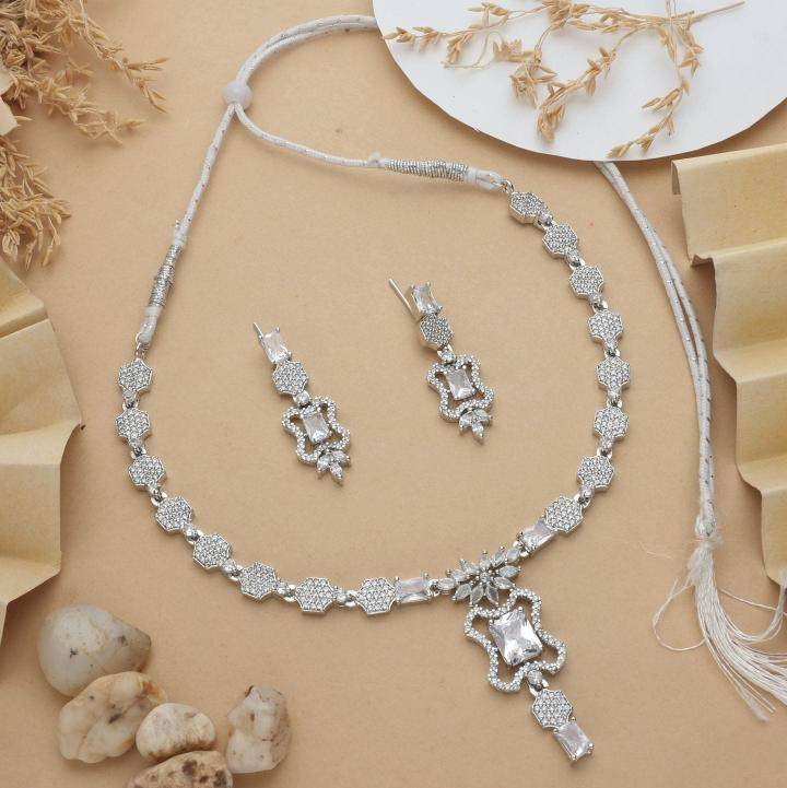 Anti tranish american diamond necklace set 918 Wholesale jewelry market in Hyderabad